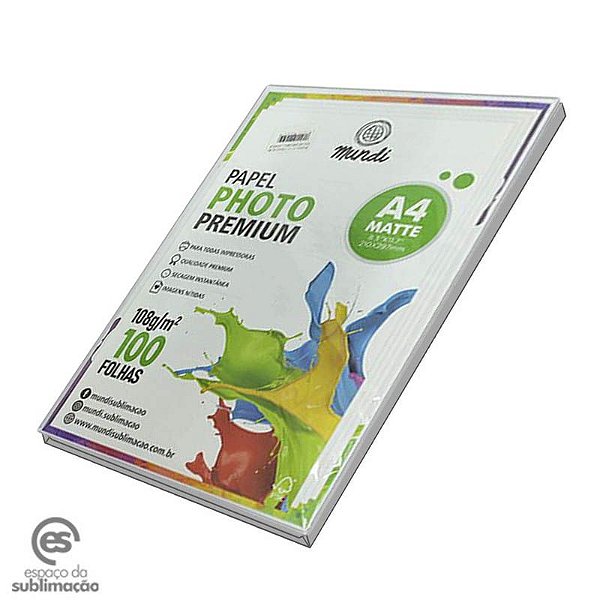 Papel Fotográfico A4 Matte 108g Pct C100 Folhas Espaço Da Sublimação Tudo Para Sublimação E 9647