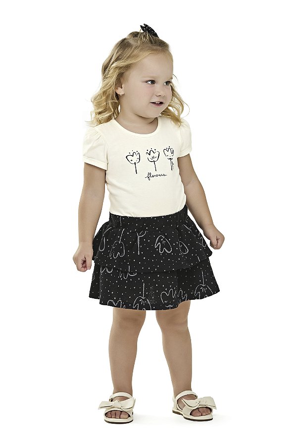 Conjunto Flores Preto e Branco