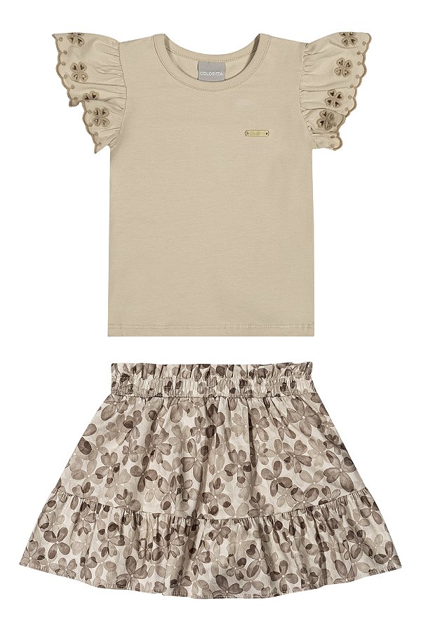 Conjunto Floral Marron