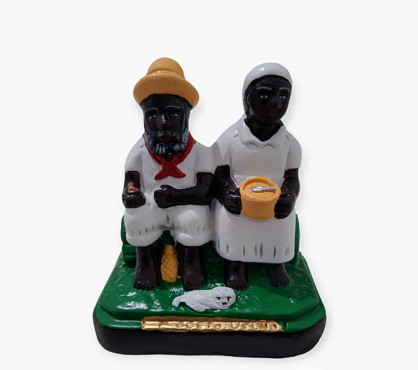 Casal de Pretos Velhos Imagem Gesso 10cm