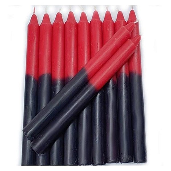 Vela Palito Preta e Vermelha 1kg Parafina 100% Pura