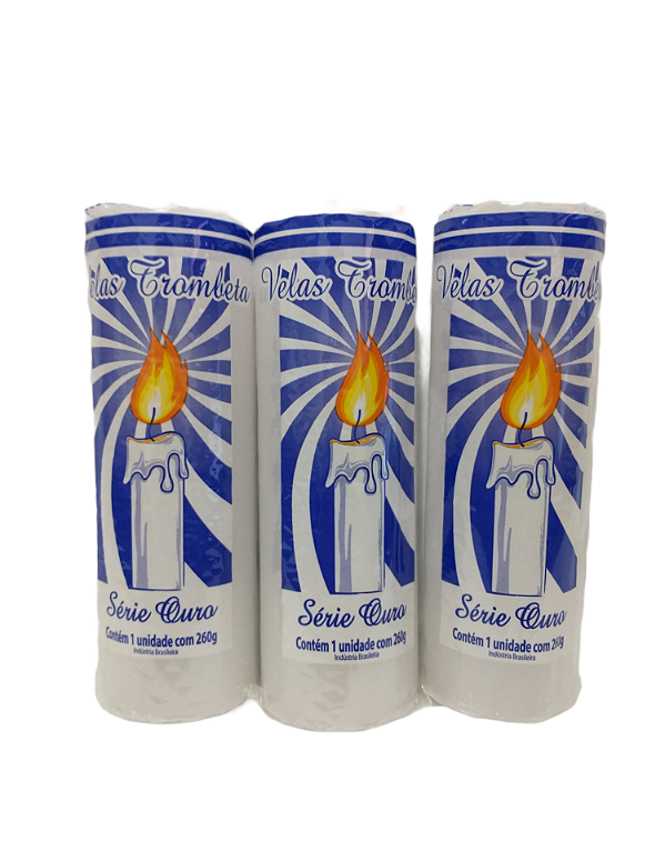 Vela 7 Dias Branca 260g - Pacote 12 Velas Trombeta