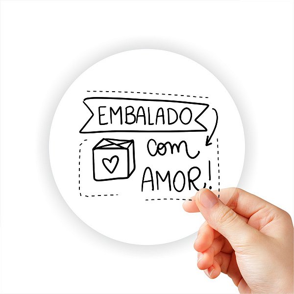 Etiqueta EMBALADO COM AMOR Adesivo Transparente