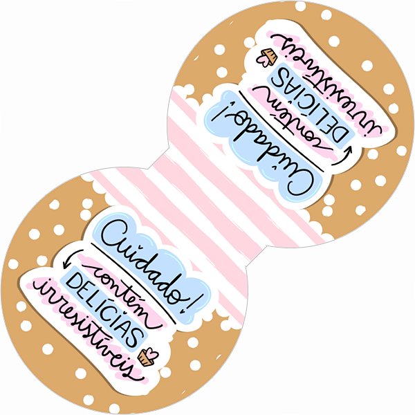 Lacre Fecha Sacola CUIDADO CONTEM DELICIAS IRRESISTIVEIS Marrom