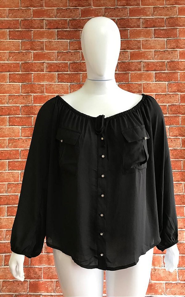 BLUSA COM BOLSO PLUS SIZE