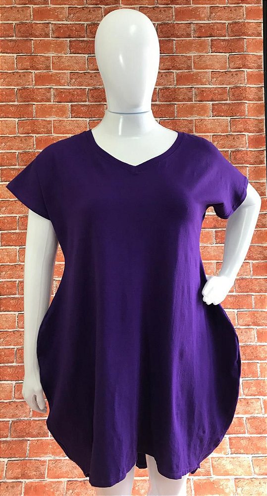 VESTIDO DE MALHA ROXO PLUS SIZE