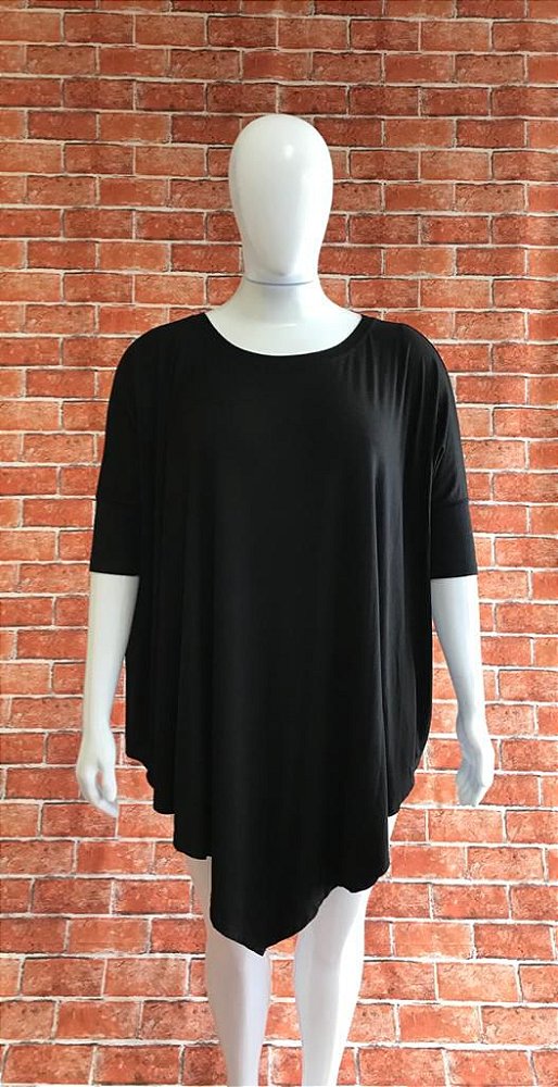 BLUSA PRETA DE MALHA PLUS SIZE