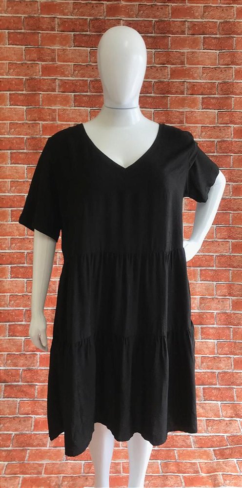 VESTIDO MIDI PRETO PLUS SIZE