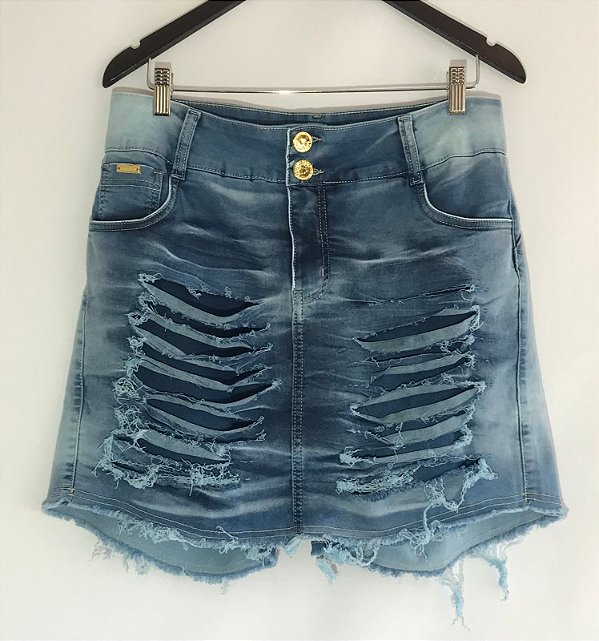 SHORTS SAIA JEANS DESTROYER BARRA DESFIADA PLUS