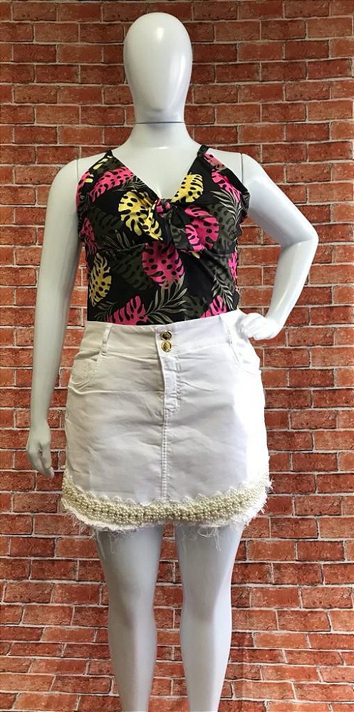 SHORTS SAIA BRANCO COM BRILHOS PLUS SIZE