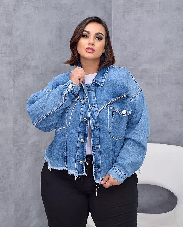 JAQUETA JEANS COM BRILHOS
