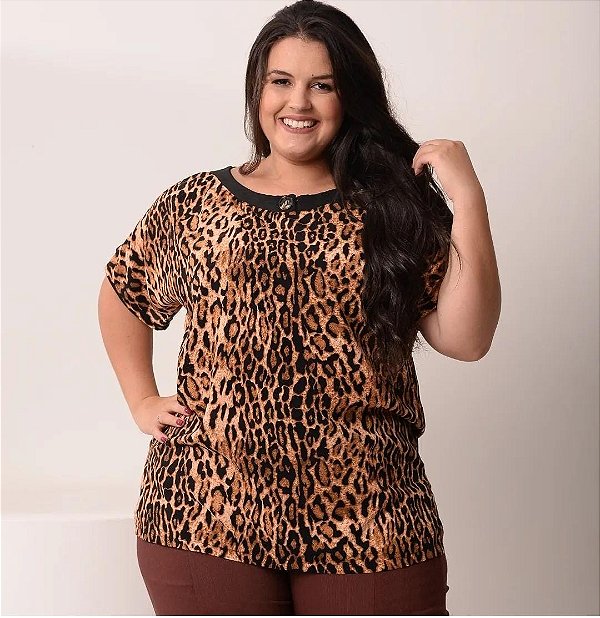 BLUSA ONÇA DE MANGA CURTA