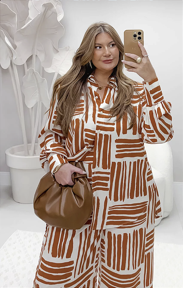 CAMISA COMFY VISCOSE ESTAMPA ABSTRATO