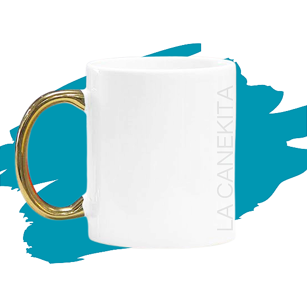 Caneca  personalizada alça dourada