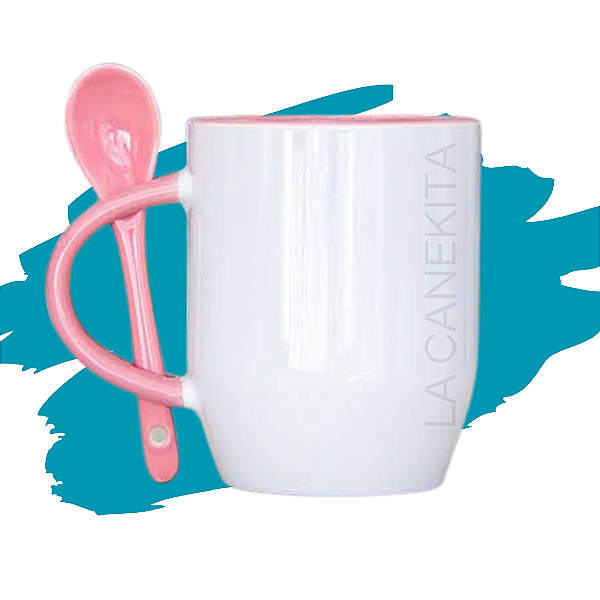 Caneca Personalizada - Semi Conica Alça Colorida Com colher Para Personalizar