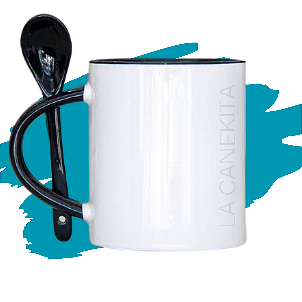Caneca Personalizada - Com Colher Alça e Interior Coloridos Para Personalizar