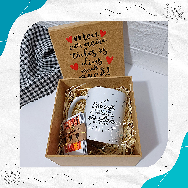Presente Personalizado - Box MDF Com Caneca e Fotos