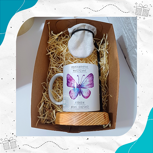 Kit Caneca Com Mini Coador de Madeira