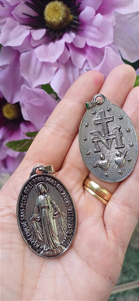 Pingente Grande Medalha Milagrosa Em Metal