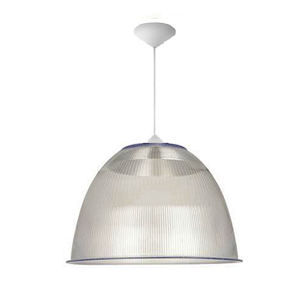 Luminária Prismática 22 Pol Pendente Plastico Branco E-27 - Claron