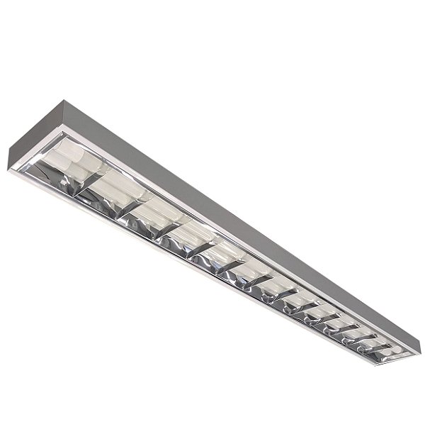 Luminária Comercial Slim Aletada Alto Rendimento de Sobrepor para Lâmpada Led T8 2x18W 20W