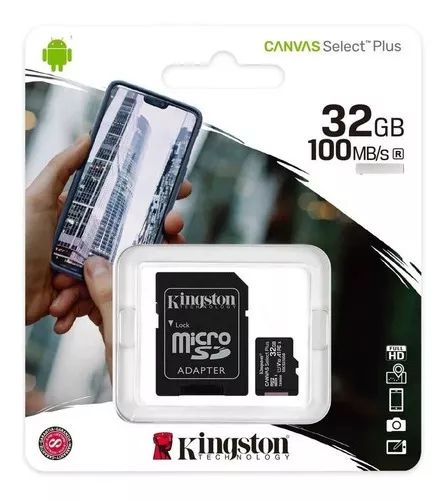 CARTAO DE MEMORIA KINGSTON MICRO SD 32GB CANVAS SELECT PLUS  CLASSE 10  C/ ADAPTADOR - SDCS2/32GB