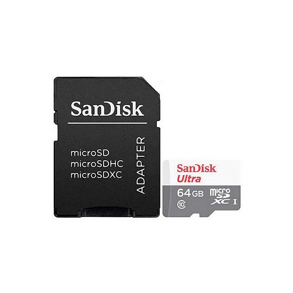 CARTAO DE MEMORIA SANDISK ULTRA 64GB MICRO SD C/ ADAPTADOR - SDSQUNR-064G-GN3MA