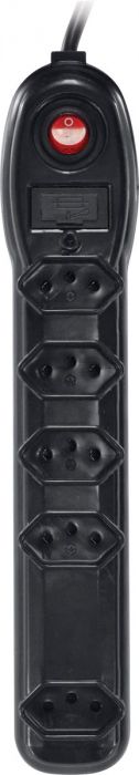 Filtro de Linha 5 Tomadas com fusível e chave cabo PP 3X0,75 0,75M FL5T Pacote Plástico VINIK