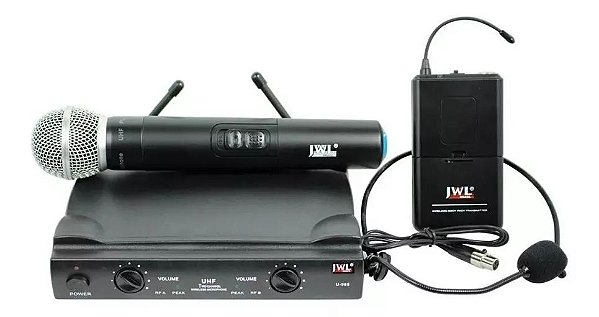 Microfone Profissional Sem Fio Bastão e Headset U585H JWL BRASIL