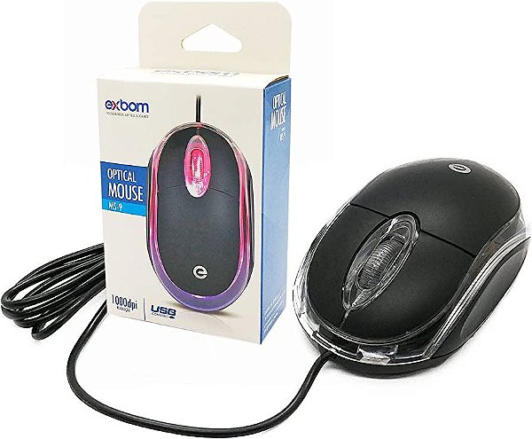 Mouse Óptico Com Fio USB LED 1000dpi EXBOM