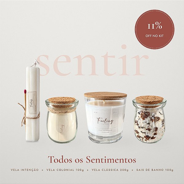 07 | Kit Vela de Intenção + Vela Colonial + Vela Clássica + Sais de Banho