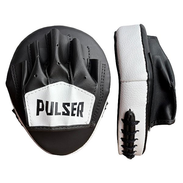 PAR MANOPLA LUVA DE FOCO RÁPIDA 20CM - PRETO COM BRANCO - PULSER