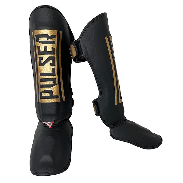 Caneleira Muay Thai MMA Kickboxing Tamanho Grande 30mm - Preto Dourado Minimal - Pulser