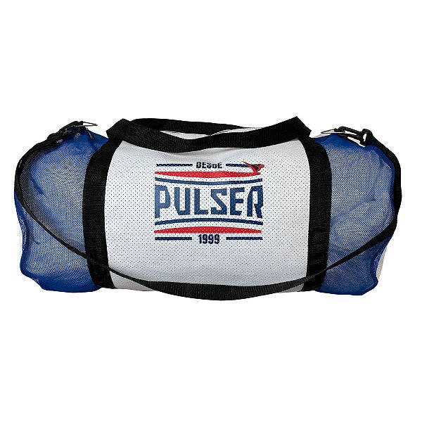 Bolsa Grande Treino Fitness Academia - Branco com Azul Sport - Pulser