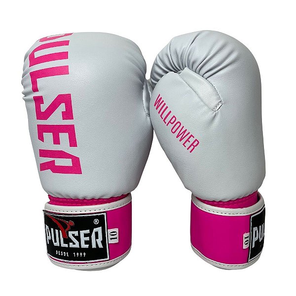 Luva de Boxe / Muay Thai Feminina 10oz PU - Preto com Rosa Minimal - Pulser