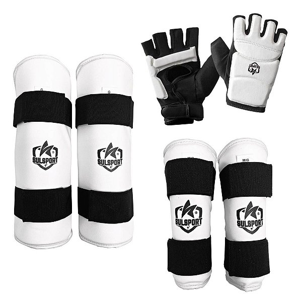 KIT PROTETOR CANELEIRA + ANTEBRAÇO + LUVA TAEKWONDO - SULSPORT