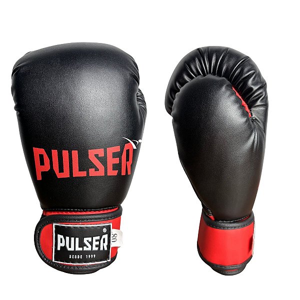 LUVA 08OZ PU - PRETO COM VERMELHO MINIMAL - PULSER