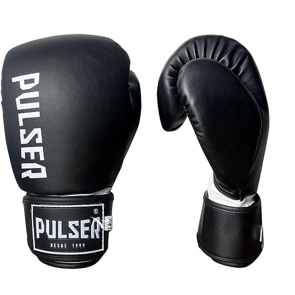 LUVA 14OZ PU - PRETO COM BRANCO MINIMAL ADOMA - PULSER