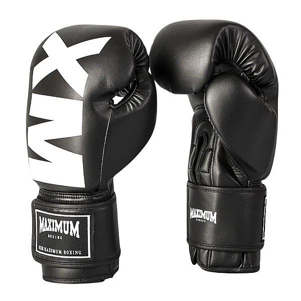 LUVA 16OZ - PRETO COM BRANCO MXM - MAXIMUM