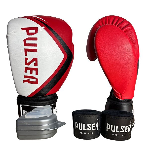 KIT LUVA 14OZ + BANDAGEM + BUCAL - VERMELHO FULL - PULSER