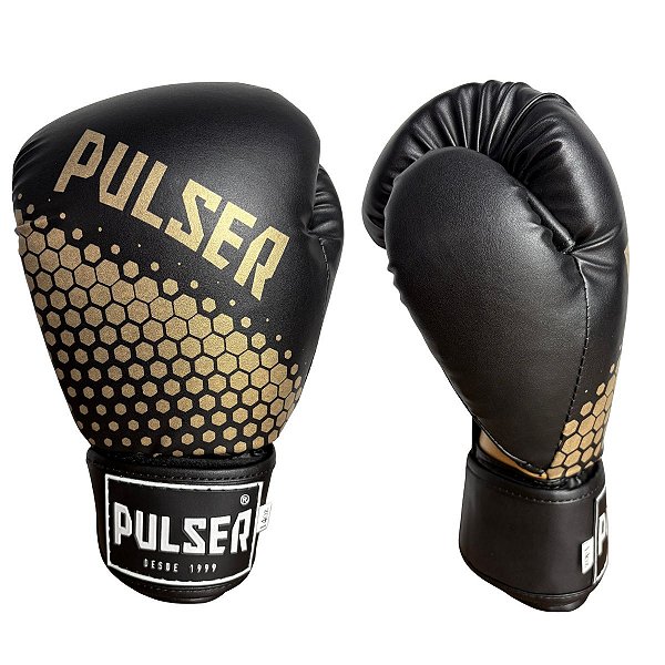 LUVA 14OZ PU - PRETO COM DOURADO HEXA ADOMA - PULSER