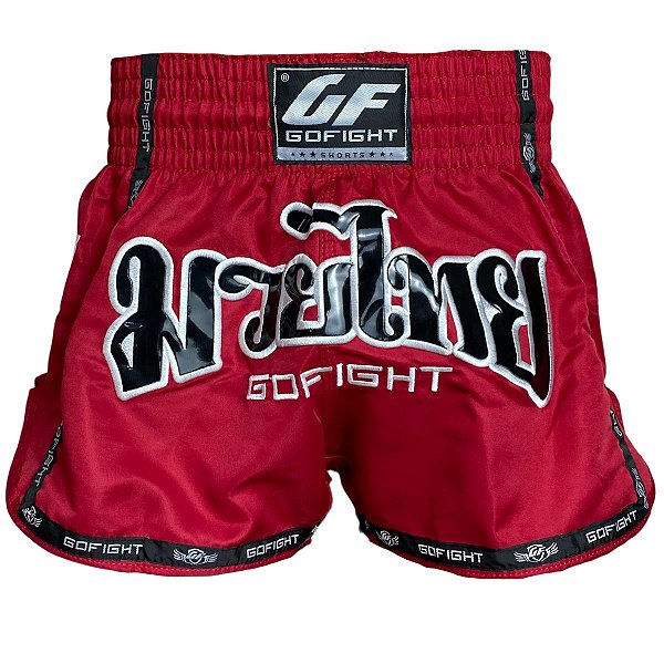 SHORT FIGHT MUAY THAI - FLAG VERMELHO NEON - GO FIGHT
