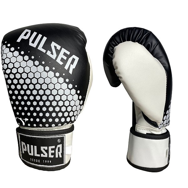 LUVA 12OZ PU - PRETO COM BRANCO HEXA ADOMA - PULSER
