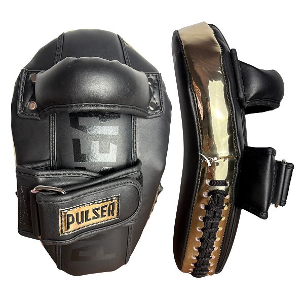 MANOPLA LONGA C/ PEGADOR - PRETO COM DOURADO - PULSER