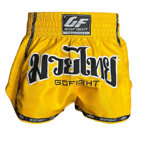 SHORT FIGHT MUAY THAI - FLAG NEON YELLOW - GO FIGHT