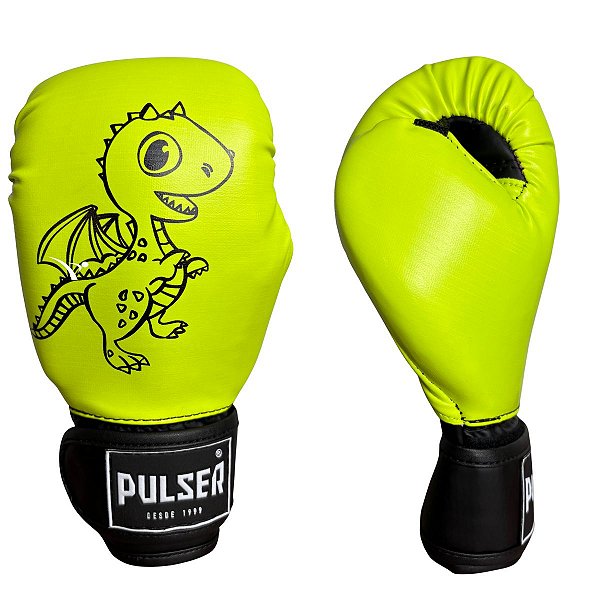 LUVA 06OZ PU INFANTIL - VERDE LIMÃO COM PRETO DRAGÃO - PULSER