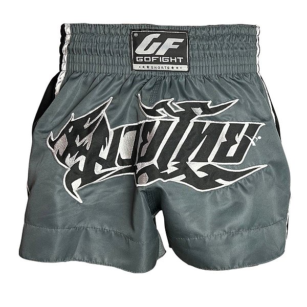 SHORT FIGHT MUAY THAI - BASIC CINZA DRAGÃO - GO FIGHT