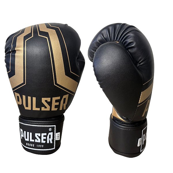LUVA 14OZ PU - PRETO COM DOURADO IRON ADOMA - PULSER