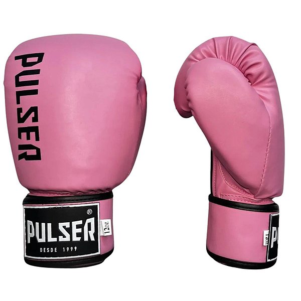 LUVA 12OZ PU - ROSA CLARO COM PRETO MINIMAL ADOMA - PULSER