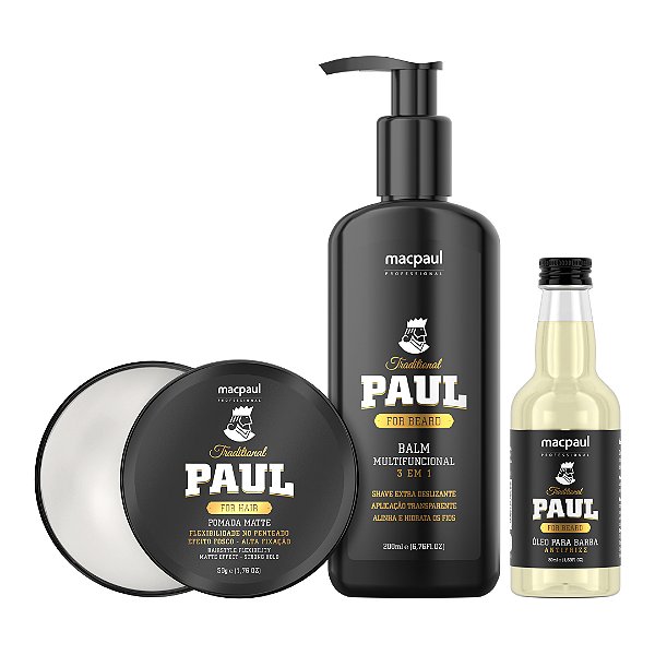 Kit Cool Traditional Paul Cuidado Com Cabelo e Barba Macpaul.